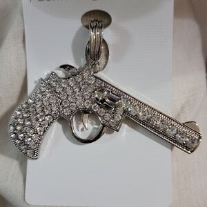 Silver Crystal Gun Pendant